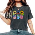 Mason Jar Sunflower Wife Mom Nana Usa Flag 4Th Of July Women's Oversized Comfort T-shirt Pepper