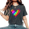 Neon Rainbow Heart Love Pride Lgbqt Rally Women's Oversized Comfort T-Shirt Pepper