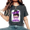 Overdose Awareness Messy Bun Purple Ribbon Women's Oversized Comfort T-Shirt Pepper
