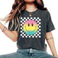 Rainbow Smile Face Cute Checkered Smiling Happy Women's Oversized Comfort T-Shirt Pepper