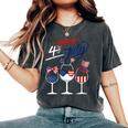 Red White Blue Wine Glass Usa Flag Happy 4Th Of July Women's Oversized Comfort T-shirt Pepper