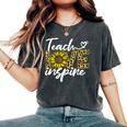 Teach Love Inspire Sunflower Leopard Back To School Teacher Women's Oversized Comfort T-Shirt Pepper