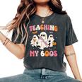 Teaching My Boos Spooky Teacher Ghost Halloween Groovy Retro Women's Oversized Comfort T-Shirt Pepper
