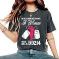 Never Underestimate A Woman With Dd214 Veteran's Day Women's Oversized Comfort T-Shirt Pepper