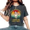 Never Underestimate A Woman Who Loves Goats Women's Oversized Comfort T-Shirt Pepper