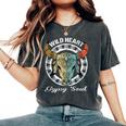 Wild Heart Gypsy Soul Boho Cow Skull Bohemian Art Women's Oversized Comfort T-shirt Pepper