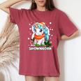 Snownicorn Cute Unicorn Snowman Christmas Girl Women's Oversized Comfort T-Shirt Blue Jean