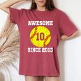10Th Birthday Girl Softball Lover 10 Years Old Vintage Women's Oversized Comfort T-Shirt Crimson