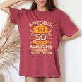 50 Years Old Vintage September 1973 50Th Birthday Women's Oversized Comfort T-Shirt Crimson