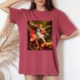 Angels Archangel Michael Defeating Satan Christian Warrior Women's Oversized Comfort T-Shirt Crimson