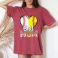 Awesome Leopard Ball Mom Baseball Lover Women Women's Oversized Comfort T-shirt Crimson