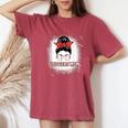 Baseball Sluggers Mom Messy Bun For Mothers Women's Oversized Comfort T-shirt Crimson