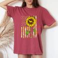 Beagle Mom Sunflower American Flag Dog Lover Women's Oversized Comfort T-shirt Crimson