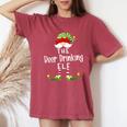 Beer Drinking Elf Group Christmas Pajama Party Women's Oversized Comfort T-Shirt Crimson
