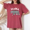 Black And White Buffalo Plaid Mama Bear Christmas Pajama Women's Oversized Comfort T-Shirt Crimson