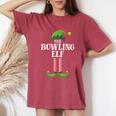 Bowling Elf Matching Family Group Christmas Party Women's Oversized Comfort T-Shirt Crimson