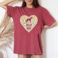 Boxer Dog Mom On Love Heart White Daisy Flowers Boxer Women's Oversized Comfort T-shirt Crimson