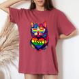 Cat Lgbt Flag Gay Pride Month Transgender Rainbow Lesbian Women's Oversized Comfort T-Shirt Crimson