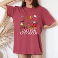Cats For Everybody Christmas Cat Xmas Santa Women's Oversized Comfort T-Shirt Crimson