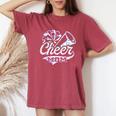 Cheer Mom Biggest Fan Cheerleader Tie Dye Girl Pompom Women's Oversized Comfort T-Shirt Crimson