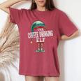 Coffee Drinking Elf Christmas Group Xmas Pajama Party Women's Oversized Comfort T-Shirt Crimson