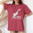 Cute Santa Duck Silly Goose On The Loose Christmas Women's Oversized Comfort T-Shirt Crimson