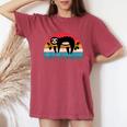 Cute Sloth For Girls And Women Vintage Sunset Sloths Women's Oversized Comfort T-Shirt Crimson