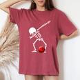 Dabbing Bowling Skeleton Bowler Women's Oversized Comfort T-Shirt Crimson