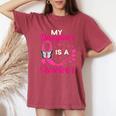 My Daughter Is A Survivor Breast Cancer Awareness Butterfly Women's Oversized Comfort T-Shirt Crimson