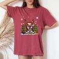 Dog Lovers Border Collie Santa Hat Ugly Christmas Sweater Women's Oversized Comfort T-Shirt Crimson