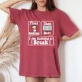First Coffee Then Data I'am Earning A Break School Education Women's Oversized Comfort T-Shirt Crimson