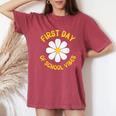 First Day Of School Vibes First School Day Teacher Daisy Women's Oversized Comfort T-shirt Crimson