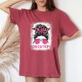 Football Cheer Mom Pink Out Leopard Breast Cancer Month Women's Oversized Comfort T-Shirt Crimson