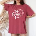 Fourn 14 Biggest Fan Volleyball Mom Volleyball Dad Women's Oversized Comfort T-Shirt Crimson