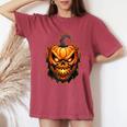 Fall Autumn Halloween Scary Pumpkin Lazy Costume Women's Oversized Comfort T-Shirt Crimson