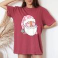 Pink Santa Retro Groovy Funky Disco Christmas Floral Women's Oversized Comfort T-Shirt Crimson