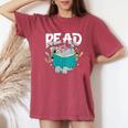 Teacher Library Read Book Pigeon Wild Animal Bookish Women's Oversized Comfort T-Shirt Crimson