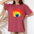 Gay Pride Cat Lgbt Cats Pile Cute Anime Rainbow Women's Oversized Comfort T-Shirt Crimson
