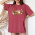 Gingerbread Cookie Christmas Coffee Cups Latte Drink Outfit Women's Oversized Comfort T-Shirt Crimson