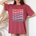 Girl Retro Groovy Taylor First Name Personalized Birthday Women's Oversized Comfort T-Shirt Crimson Girl Retro Groovy Taylor First Name Personalized Birthday Women's Oversized Comfort T-Shirt Crimson