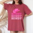 Girls Pink Howdy Cowgirl Western Country Rodeo Women's Oversized Comfort T-shirt Crimson