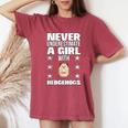 Girls Never Underestimate A Girl With Hedgehogs Women's Oversized Comfort T-Shirt Crimson