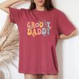 Groovy Daddy Retro Dad Matching Family 1St Birthday Party Women's Oversized Comfort T-Shirt Crimson