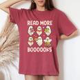Groovy Halloween Ghost Read More Boooooks Librarian Teacher Women's Oversized Comfort T-Shirt Crimson