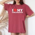 I Heart My Girlfriend Love Gf Couple Matching Boyfriend Men Women's Oversized Comfort T-Shirt Crimson