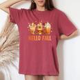 Hello Fall Latte Coffe Pumpkin Fall Y'all Leopard Peace Love Women's Oversized Comfort T-Shirt Crimson