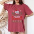 Hippo Merry Xmas Graphic For Ugly Christmas Sweater Women's Oversized Comfort T-Shirt Crimson