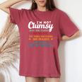 Im Not Clumsy Sarcastic Women Men Girl Boy Funny Saying Women's Oversized Graphic Print Comfort T-shirt Crimson