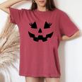 Jack O Lantern Eyelashes Pumpkin Face Halloween Girls Women's Oversized Comfort T-Shirt Crimson