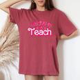 My Job Is Teach Pink Retro Female Teacher Life Women's Oversized Comfort T-Shirt Crimson